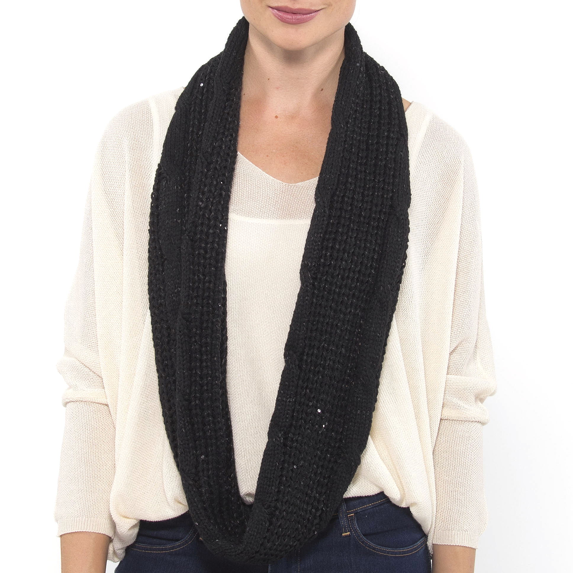 AlpineSwiss Womens Infinity Scarf Sparkly Sequin Neck Loop Wrap Soft Winter Cowl